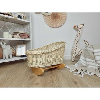 OEM Cuna De Mimbre Para Mu&ntilde;ecas, Color Crudo - Madera