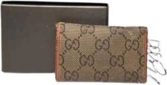 Gucci Pre-owned GG Blooms Key Holder - Dames - Vintage Accessoires - Bruin - ONE Size - Leer - Vintage