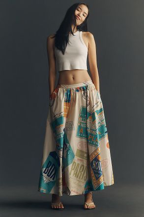 Maeve The Jacie Poplin Printed Maxi Skirt by Maeve
