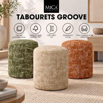 MiCa Decorations Taburete groove verde h38xb31xl31cm