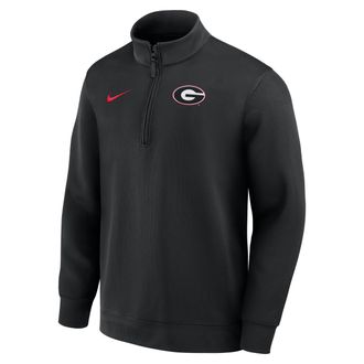 Nike Georgia Coaches Nike Mens Dri-FIT College Long-Sleeve 1/2-Zip Top in Black | 03PP00ANGB-NWP