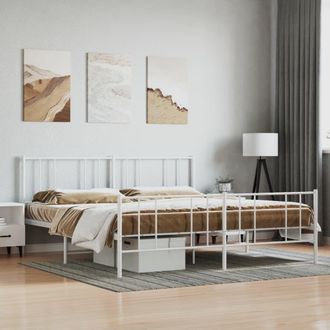 Berkfield Home Metal Bed Frame with Headboard & Footboard White 200x200 cm