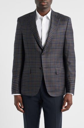 Samuelsohn Milano Regular Fit Check Super 130s Wool Sport Coat in Grey at Nordstrom, Size 40 Regular