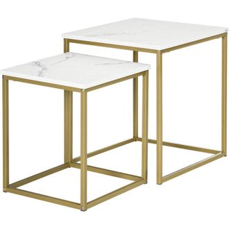 HOMCOM Set 2 Tavolini da Salotto Design Impilabile per Soggiorno o Studio