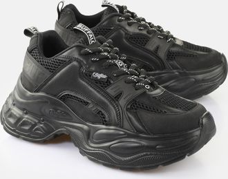 Buffalo Plateausneaker BUFFALO YUNO, Damen, Gr. 40, schwarz, Lederimitat, Textil, Schuhe Plateausneaker, Chunky-Sneaker, Schn&uuml;rschuh, Leichtgewicht mit Memory