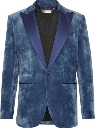 Philipp Plein Heren, Jassen, Blauw, Maat: S Satijn