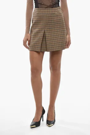 Celine Checked Wool Miniskirt Districk Celine