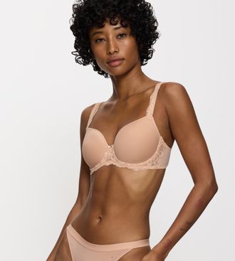 Triumph T-Shirt-BH TRIUMPH Amourette Charm, Damen, Gr. 75, Cup D, beige (neutral beige), Microtouch, Obermaterial: 45% Polyester, 34% Polyamid, 21% Elasthan, 