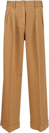Forte_Forte My Pants - Dames - Wijde Broeken - Bruin - L - Katoen - Broeken