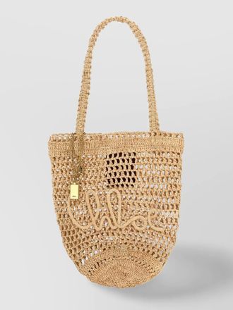 Chlo&eacute; woody small raffia tote bag