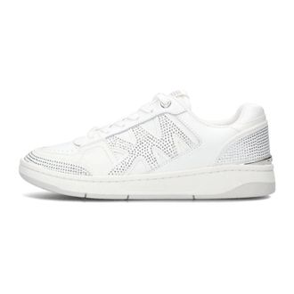 Michael Kors Schoenen, Dames, Wit, 39 EU, Leer, Rebel Lace Up Lage Sneakers