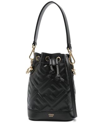 Fendi Mon Tresor Embossed Ff-Motif Leather Mini Bucket Bags