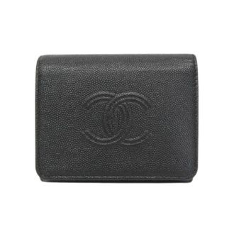 Chanel Pre-owned Coco Mark Portemonnee (drievoudig) - Dames - Vintage Accessoires - Zwart - ONE Size - Leer - Vintage