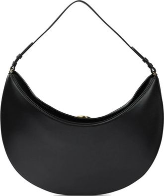 Jacquemus Zwarte Schoudertas met Ronde Silhouet - Dames - Schoudertassen - Zwart - ONE Size - Leer - Tassen