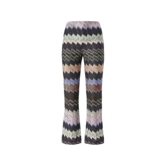 Missoni Wide Trousers, female, Multicolor, Size: S Zigzag Knit Flared Pants