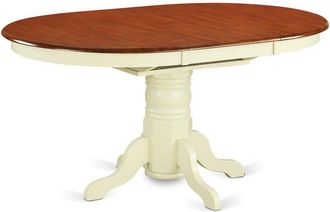 East West Furniture Kenley Single Pedestal Oval Dining Table 42x60 with 18 Butterfly Leaf