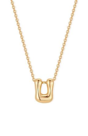 Brook & York Mini Pippa Bubble Initial Pendant Necklace in Gold U at Nordstrom