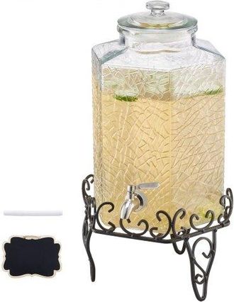 OEM Dispensador De Bebidas 10 L Para Fiestas, Dispensador De Zumo De Cristal Con Soporte Met&aacute;lico Y Grifo De Acero Inoxidable, Ideal Para T&eacute; Helado, Limon