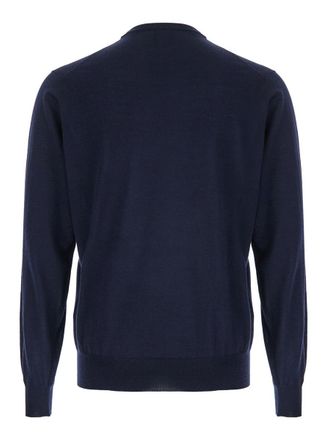 Plaîn Blue Crewneck Sweater In Wool And Cashmere Man
