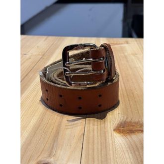 Fortela Leather Belt with Double Pin Buckle in Brown at Nordstrom