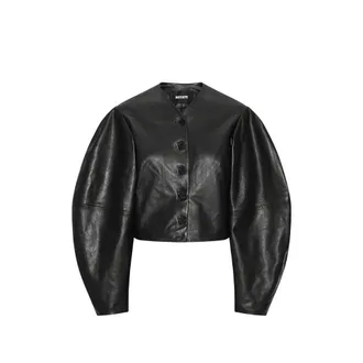 Rotate Button Leather Jacket