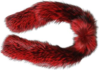 Dolce & Gabbana Womens Red Fox Fur Neck Wrap Warmer Winter Scarf Silver