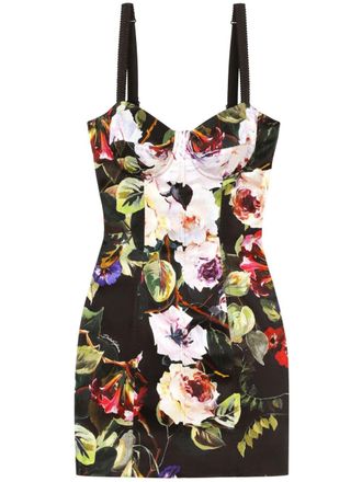 Dolce & Gabbana floral-print corset dress - Black