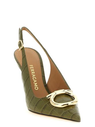 Ferragamo Sara Slingback Pump - Olive Green