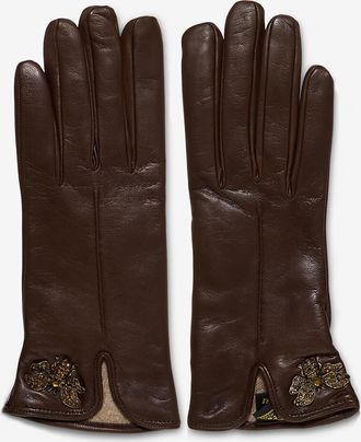 Restelli Guanti Handschuhe aus Leder mit Bienendetail