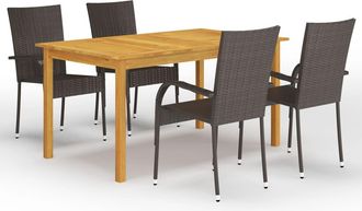 vidaXL Juego De Comedor Para Jard&iacute;n 5 Piezas Marr&oacute;n Vidaxl