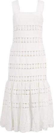 Zimmermann Elegante Kantafgewerkte Midi Jurk - Dames - Casual kleedjes - Beige - L - Katoen - Kleedjes