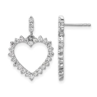 Diamond2Deal 14k White Gold 1 Ct Lab Grown Diamond Heart Drop Dangle Earrings