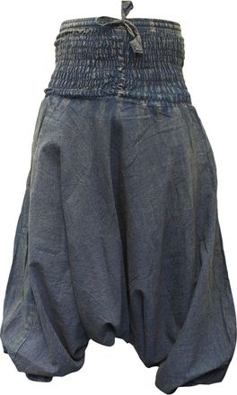 Shopoholic Fashion SHOPOHOLIC Fashion Unisex Stonewashed Plain Hippy Harem Trouser (Blue)