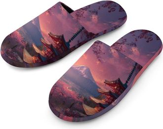 Generic Japan Chureito Pagoda Mt Fuji Mens Slippers Warm Non-Slip Houes Shose Spa Slipper for Home Bedroom