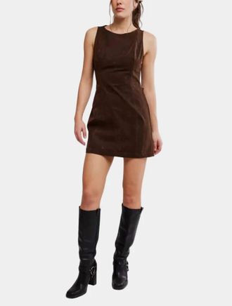 Free People Womens Atlas Suede Mini Dress In Chocolate Brown