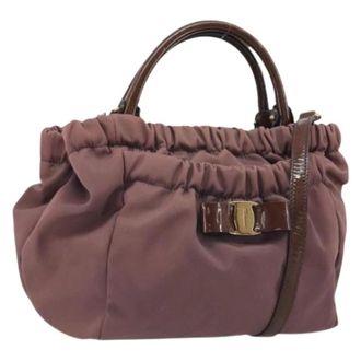 Ferragamo Pre-owned Hand Bag - Dames - Vintage Handtas - Paars - ONE Size - Nylon - Vintage