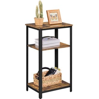 Yaheetech Yaheetech - Mesa Auxiliar Con Estantes 45 X 35 X 75 Cm Vintaje Mesitas De Noche Para Sal&oacute;n Dormitorio Sala De Estar De Estilo R&uacute;stico Para Espacios L&iacute;