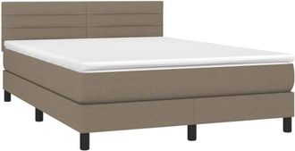 vidaXL Cama Box Spring Con Colch&oacute;n Tela Gris Taupe 140x200 Cm Vidaxl