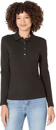 Lacoste Long Sleeve Slim Stretch Pique Polo Womens Clothing Black : 10 (EUR 42), Cotton/Elastane