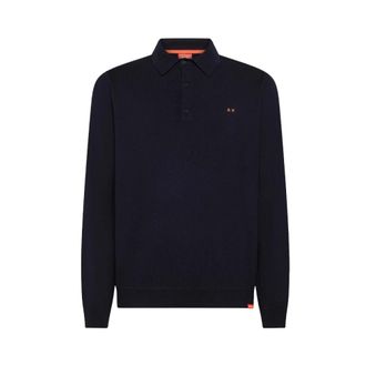 Sun 68 Tops, Heren, Blauw, 2Xl, Katoen, Wol en katoen gebreide polo