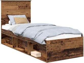 vidaXL Bed Frame with Headboard Old Wood 75 x 190 cm Solid Pine Wood vidaXL