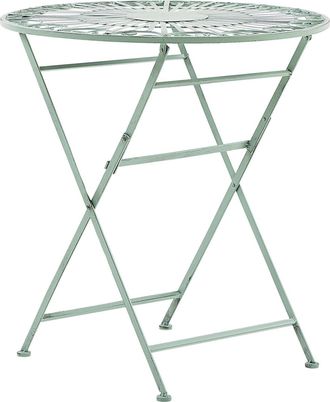 Beliani Beliani - Mesita Para Exterior Con Adornos Vintage De Metal Plegable De Metal Verde Trento