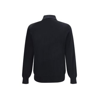 Brunello Cucinelli Mens Black Cotton Polo Shirt