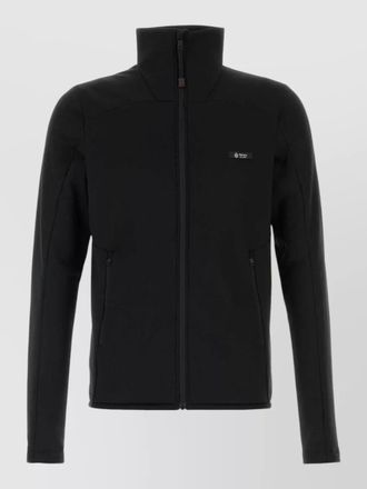 Prada stretch pile sweatshirt high collar pockets