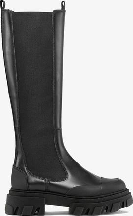 Ganni Black Cleated High Chelsea Boots in - Size 10 Recycled Leather