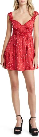 For Love & Lemons Willa Ditsy Dot Mini Dress In Red