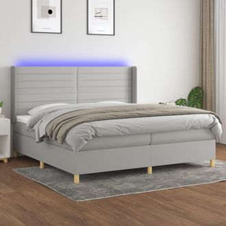 vidaXL Vidaxl - Cama Box Spring Con Colch&oacute;n Tela Y Led Gris Claro 200x200 Cm