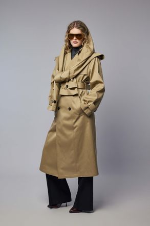 Jean Paul Gaultier Trench with Hood and Sleeves Scarf