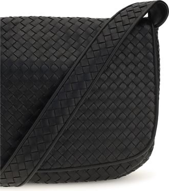 Bottega Veneta Mens Shoulder Bag Veneto Black-Silver Calf Leather Black/silver