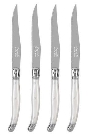 French Home Set of 4 Laguiole Connoisseur Steak Knives in Pearl White at Nordstrom Rack